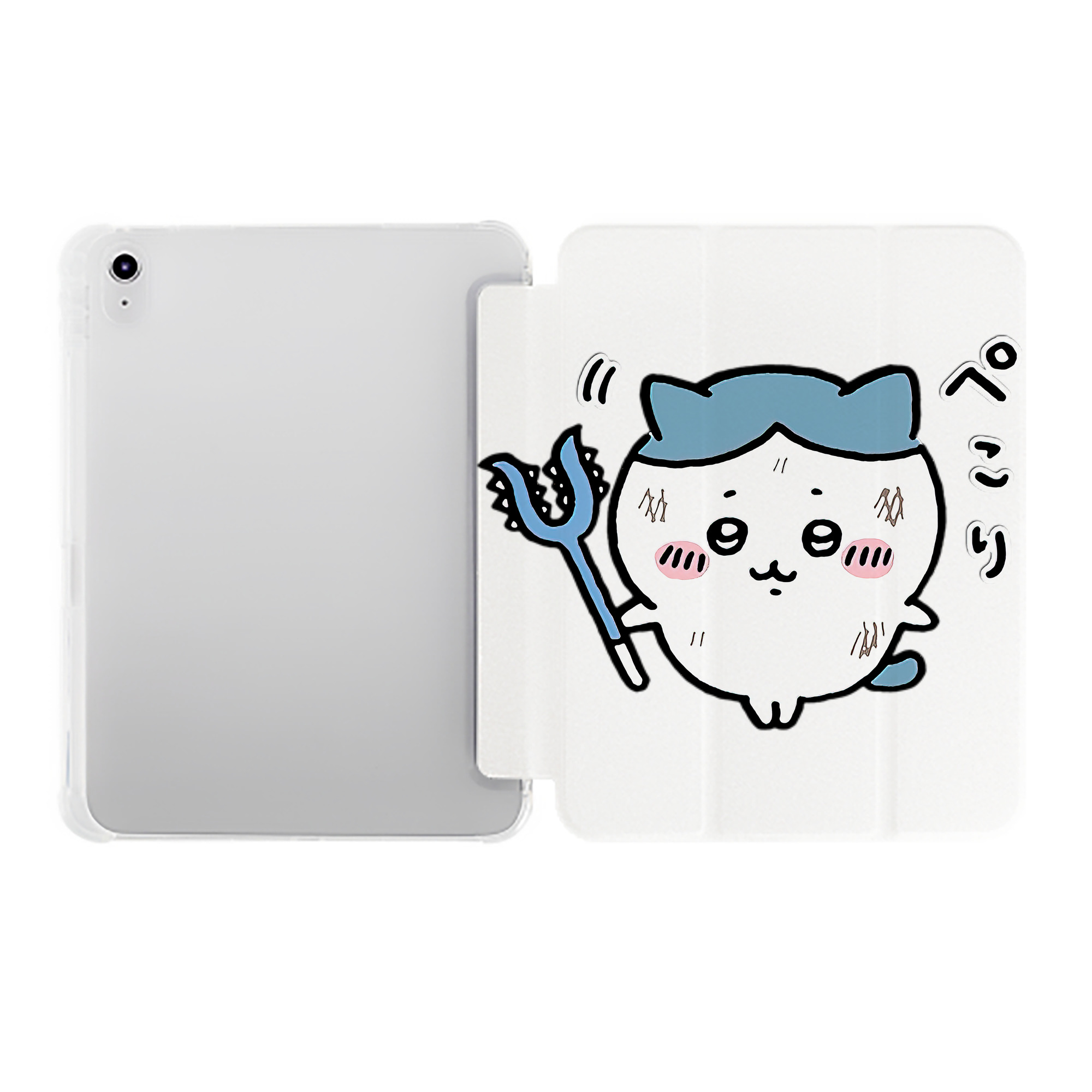 （画像用） ちいかわ ハチワレ Chii-kawa hachiware IPad ケース ペン収納付き 三つ折りスタンド PUレザー×シリコン 対応機種9.5/10.5/10.9インチ